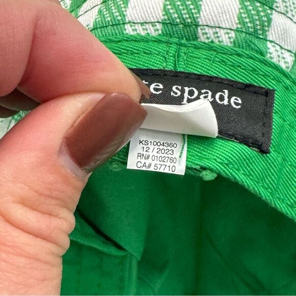 Kate Spade Jazzy Gingham Bucket Hat Green White One Size - Picture 5 of 7